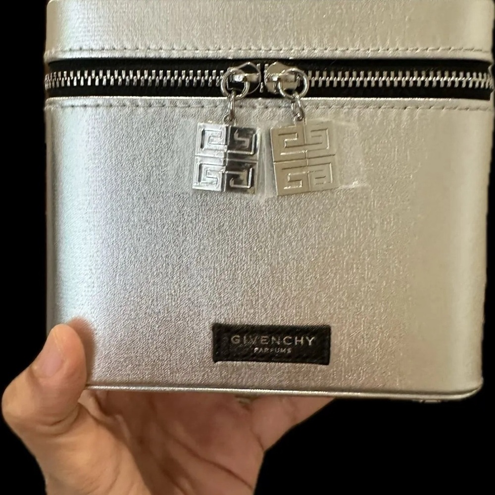 Givenchy Metallic Silver Zippered Pouch